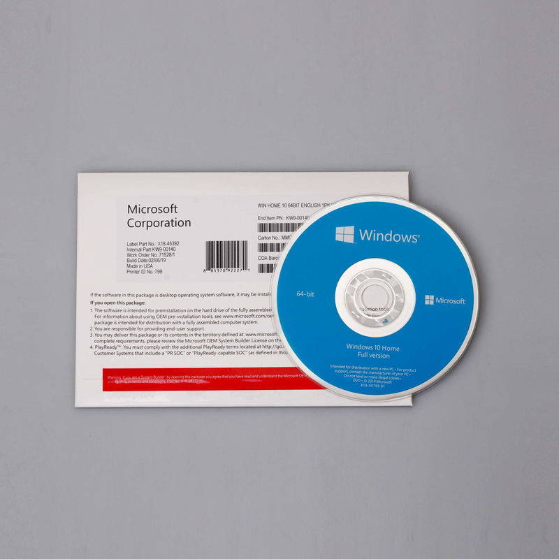 Global version Microsoft Windows 10 Home 64 bits DVD OEM package windows 10 home box license windows 10